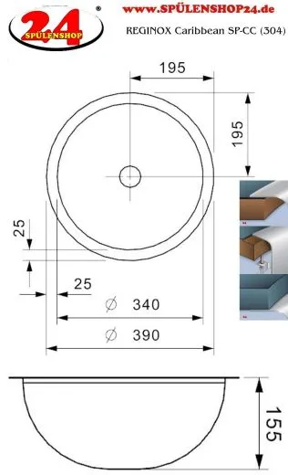 REGINOX Clean & Care Aqua Line Caribbean (L) SP-CC Einbaubecken Edelstahl Waschbecken flchenbndig 3 in 1 ohne berlauf medizinischer Bereich