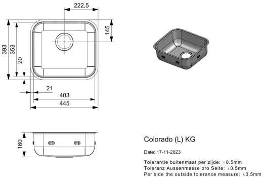 REGINOX Clean & Care Colorado (L) KG-CC Einbausp�le Edelstahl mit Flachrand 3 in 1 ohne �berlauf medizinischer Bereich