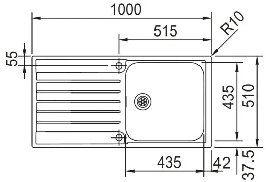FRANKE Kchensple Argos AGX 211-100 Edelstahlsple Slimtop / Flchenbndig mit Integralablauf und Druckknopfventil