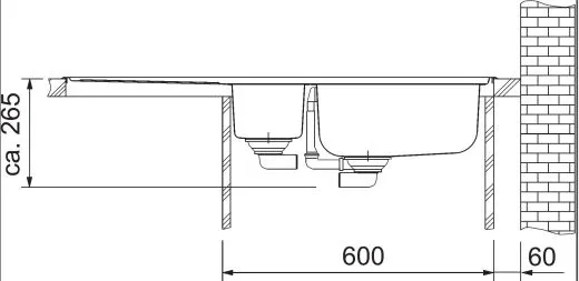FRANKE Kchensple Argos G AGX 251 G Edelstahlsple Slimtop / Flchenbndig mit Integralablauf und Druckknopfventil