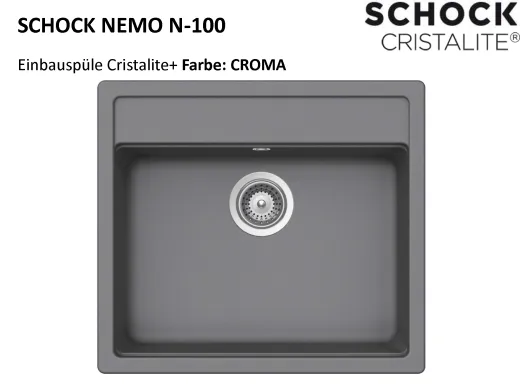 Schock Kchensple Nemo N-100 Cristalite Granitsple / Einbausple Basic Line mit Drehexcenter
