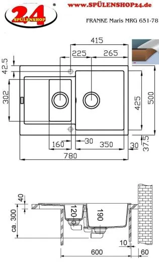✅ FRANKE Kchensple Maris MRG 651-78 Fragranit+ Einbausple / Granitsple mit Drehknopfventil Farbe Steingrau