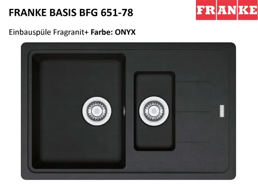 FRANKE Kchensple Basis BFG 651-78 Fragranit+ Einbausple / Granitsple mit Siebkorb als Drehknopfventil