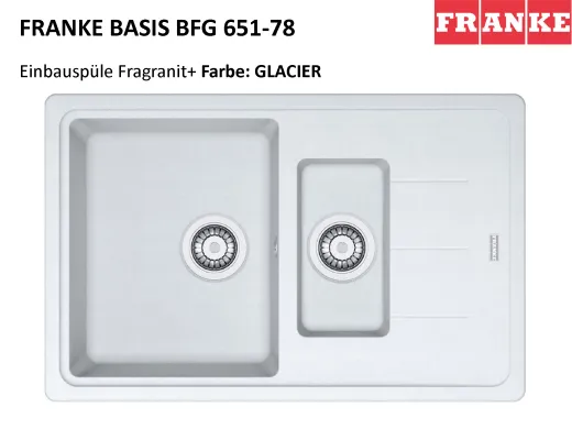 FRANKE Kchensple Basis BFG 651-78 Fragranit+ Einbausple / Granitsple mit Siebkorb als Drehknopfventil