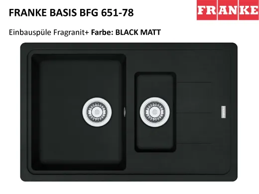 FRANKE Kchensple Basis BFG 651-78 Fragranit+ Einbausple / Granitsple mit Siebkorb als Drehknopfventil