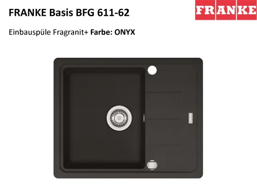 FRANKE Kchensple Basis BFG 611-62 Fragranit+ Einbausple / Granitsple mit Siebkorb als Drehknopfventil