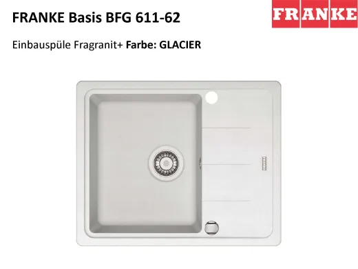 FRANKE Kchensple Basis BFG 611-62 Fragranit+ Einbausple / Granitsple mit Siebkorb als Drehknopfventil
