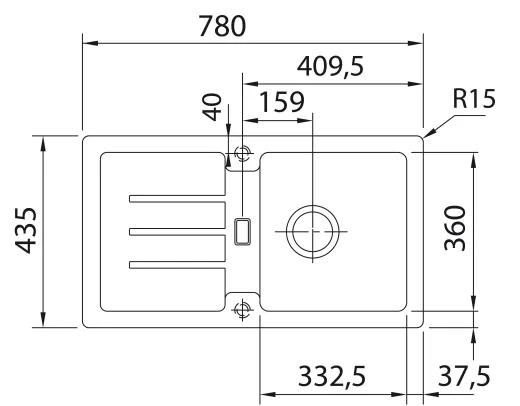 FRANKE Kchensple Strata STG 614-78 Fragranit+ Einbausple / Granitsple mit Siebkorb als Stopfen- oder Drehknopfventil