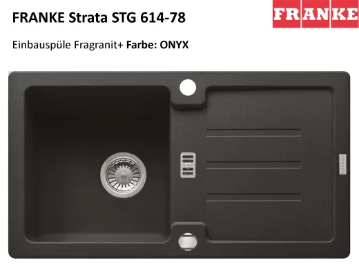 FRANKE Kchensple Strata STG 614-78 Fragranit+ Einbausple / Granitsple mit Siebkorb als Stopfen- oder Drehknopfventil