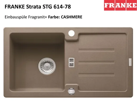 FRANKE Kchensple Strata STG 614-78 Fragranit+ Einbausple / Granitsple mit Siebkorb als Stopfen- oder Drehknopfventil