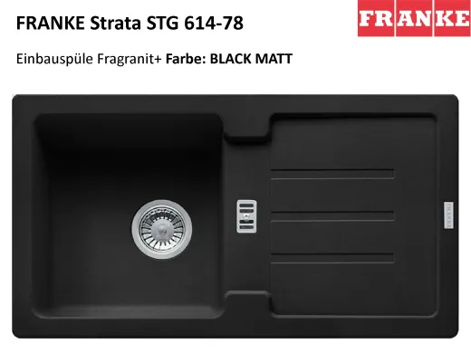 FRANKE Kchensple Strata STG 614-78 Fragranit+ Einbausple / Granitsple mit Siebkorb als Stopfen- oder Drehknopfventil