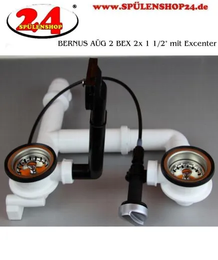 BERNUS AG 2 BEX 2x 1 1/2" mit Excenter berlauf eckig Siebkorb als Stopfen / Drehknopfventil