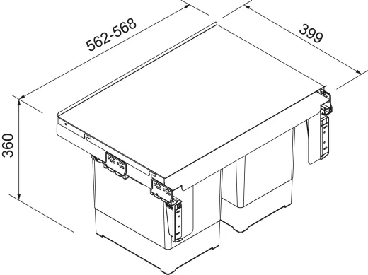 FRANKE Sorter Garbo 60-2 Einbau-Abfallsammler / Mlltrennsystem in 2-fach Trennung Frontauszug