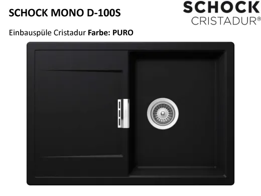 ❎ SCHOCK Kchensple Mono D-100S Cristadur Nano-Granitsple / Einbausple mit Drehexcenter