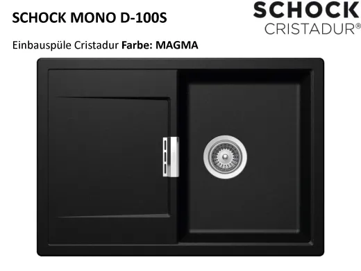 ❎ SCHOCK Kchensple Mono D-100S Cristadur Nano-Granitsple / Einbausple mit Drehexcenter