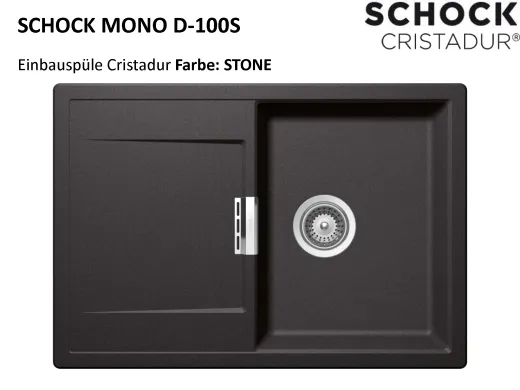 ❎ SCHOCK Kchensple Mono D-100S Cristadur Nano-Granitsple / Einbausple mit Drehexcenter