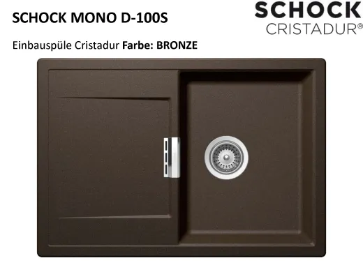 ❎ SCHOCK Kchensple Mono D-100S Cristadur Nano-Granitsple / Einbausple mit Drehexcenter