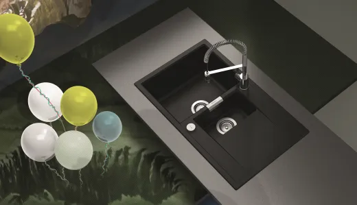 SCHOCK Kchensple Mono D-150 Cristadur Nano-Granitsple / Einbausple mit Drehexcenter