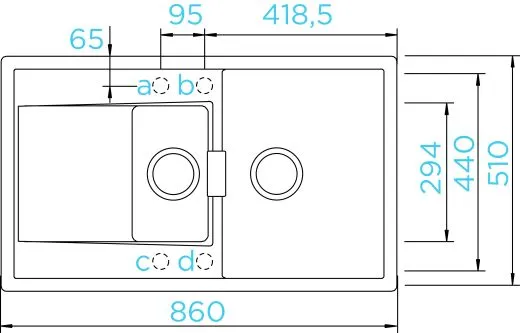 SCHOCK Kchensple Mono D-150 Cristadur Nano-Granitsple / Einbausple mit Drehexcenter