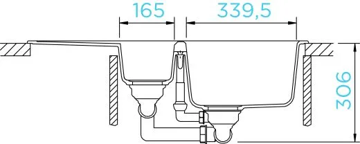 SCHOCK Kchensple Mono D-150 Cristadur Nano-Granitsple / Einbausple mit Drehexcenter