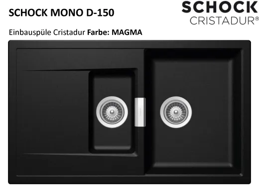 SCHOCK Kchensple Mono D-150 Cristadur Nano-Granitsple / Einbausple mit Drehexcenter