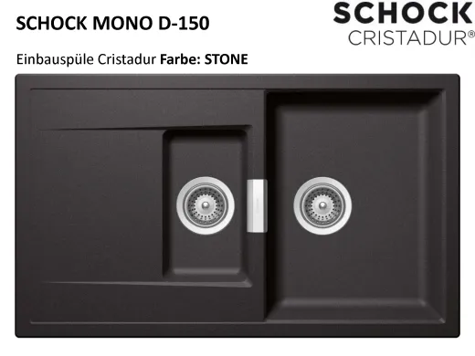 SCHOCK Kchensple Mono D-150 Cristadur Nano-Granitsple / Einbausple mit Drehexcenter