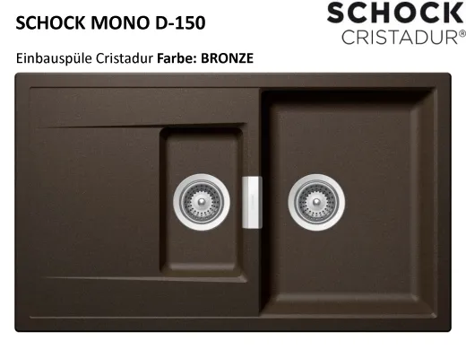 SCHOCK Kchensple Mono D-150 Cristadur Nano-Granitsple / Einbausple mit Drehexcenter