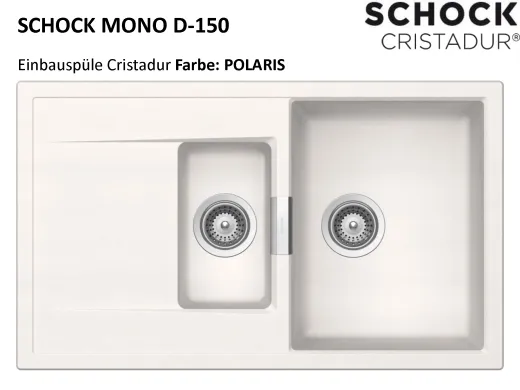 SCHOCK Kchensple Mono D-150 Cristadur Nano-Granitsple / Einbausple mit Drehexcenter