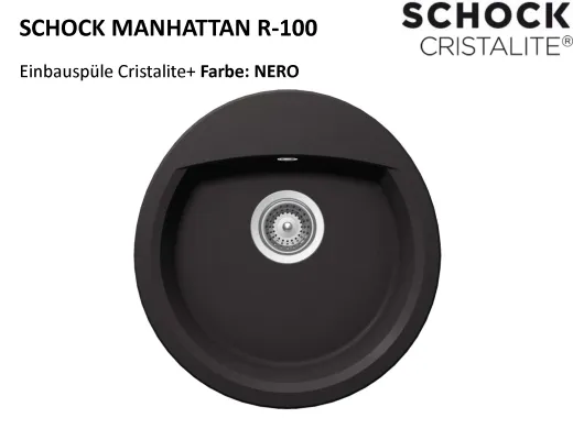 SCHOCK Kchensple Manhattan R-100 Cristalite Granitsple / Rundbecken Basic Line mit Drehexcenter