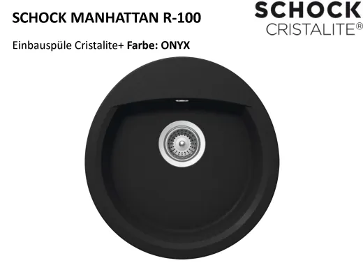 SCHOCK Kchensple Manhattan R-100 Cristalite Granitsple / Rundbecken Basic Line mit Drehexcenter
