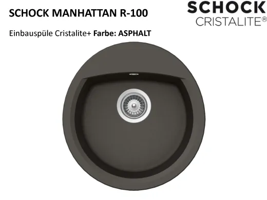 SCHOCK Kchensple Manhattan R-100 Cristalite Granitsple / Rundbecken Basic Line mit Drehexcenter
