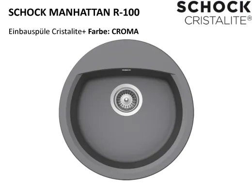 SCHOCK Kchensple Manhattan R-100 Cristalite Granitsple / Rundbecken Basic Line mit Drehexcenter
