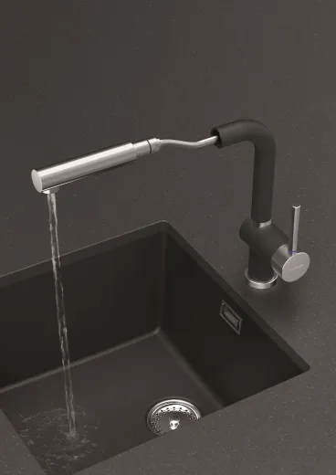 SCHOCK Kchenarmatur Piega Chrom Einhebelmischer mit Zugauslauf 360 schwenkbarer Auslauf mit Schlauchbrause