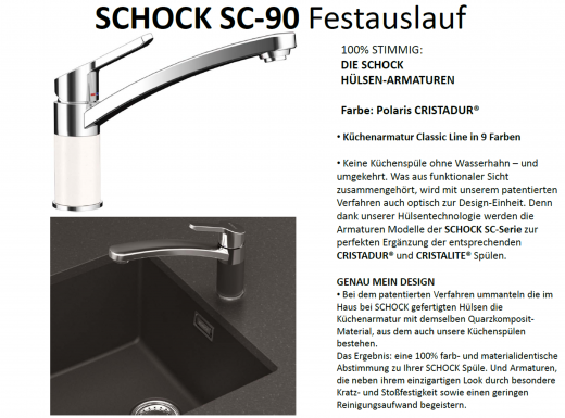 SCHOCK Kchenarmatur SC-90 Cristadur Classic Line Einhebelmischer Festauslauf 360 schwenkbarer Auslauf mit Materialhlse