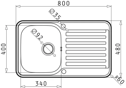 PYRAMIS Kchensple Space Mini 1B 1D Einbausple / Edelstahlsple Siebkorb als Drehknopfventil