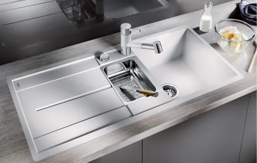 BLANCO Kchensple Metra 6 S-F Silgranit PuraDurII Granitsple Flchenbndig mit Drehknopfventil
