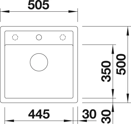 BLANCO Kchensple Dalago 5 F Silgranit PuraDurII Granitsple Flchenbndig mit Hahnlochbank und Drehknopfventil