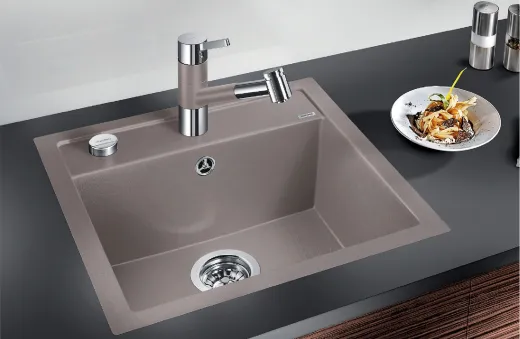 BLANCO Kchensple Dalago 5 F Silgranit PuraDurII Granitsple Flchenbndig mit Hahnlochbank und Drehknopfventil