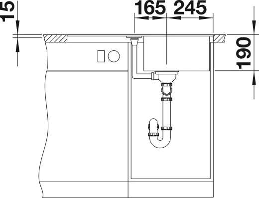 10062; BLANCO Kchensple Metra 45 S-F Silgranit PuraDurII Granitsple Flchenbndig mit Drehknopfventil