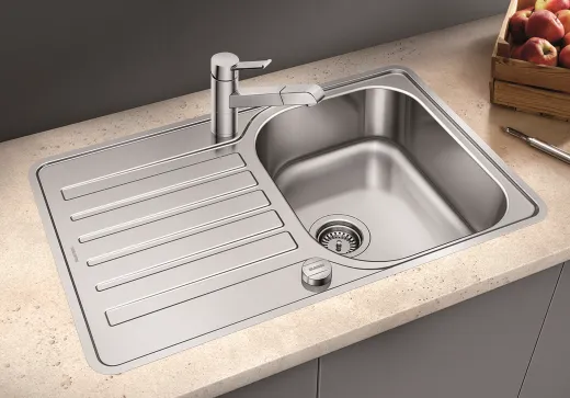 BLANCO Kchensple Lantos 45 S-IF Compact Edelstahlsple / Einbausple Flachrand mit Siebkorb als Drehknopfventil