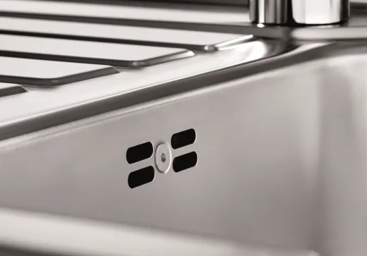 BLANCO Kchensple Lantos 45 S-IF Compact Edelstahlsple / Einbausple Flachrand mit Siebkorb als Drehknopfventil