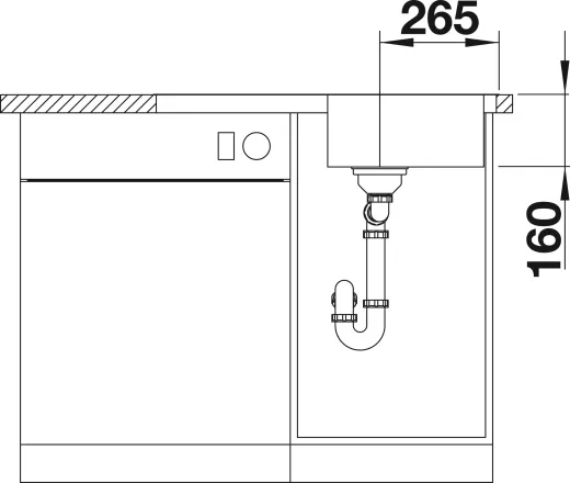 BLANCO Kchensple Lantos 45 S-IF Compact Edelstahlsple / Einbausple Flachrand mit Siebkorb als Drehknopfventil
