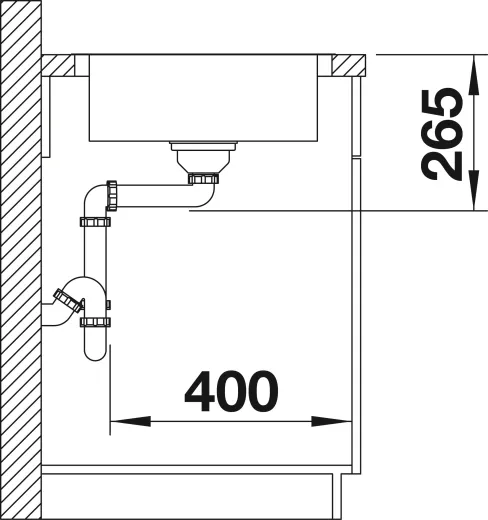 BLANCO Kchensple Lantos 45 S-IF Compact Edelstahlsple / Einbausple Flachrand mit Siebkorb als Drehknopfventil
