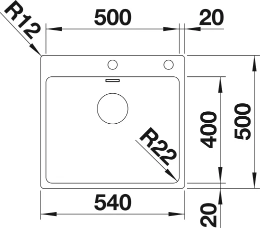 BLANCO Kchensple Andano 500-IF/A Edelstahlsple / Einbausple Flachrand mit Ablaufsystem InFino und PushControl