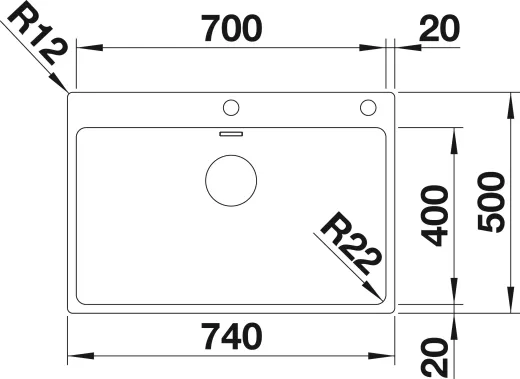 BLANCO Kchensple Andano 700-IF/A Edelstahlsple / Einbausple Flachrand mit Ablaufsystem InFino und PushControl