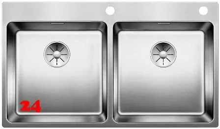 BLANCO Kchensple Andano 400/400-IF/A Edelstahlsple / Doppelsple Flachrand mit Ablaufsystem InFino und PushControl