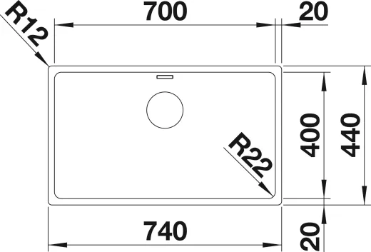 BLANCO Kchensple Andano 700-IF Edelstahlsple / Einbausple Flachrand mit Ablaufsystem InFino und Handbettigung