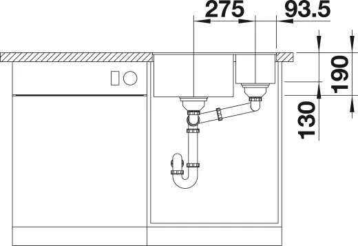 BLANCO Subline 340/160-F Silgranit PuraDurII Granitsple Flchenbndig Ablaufsystem InFino mit Handbettigung