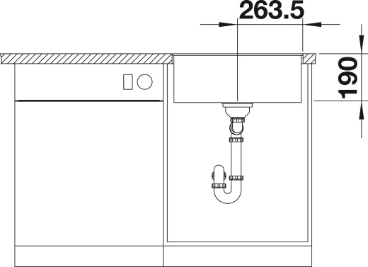 BLANCO Subline 500-F Silgranit PuraDurII Granitsple Flchenbndig Ablaufsystem InFino mit Handbettigung