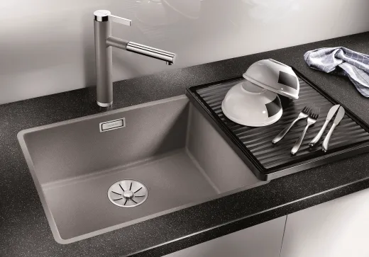 BLANCO Subline 500-F Silgranit PuraDurII Granitsple Flchenbndig Ablaufsystem InFino mit Handbettigung